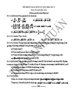 Đề kiểm tra chất lượng học kỳ i môn Toán 9 (đề số 1)